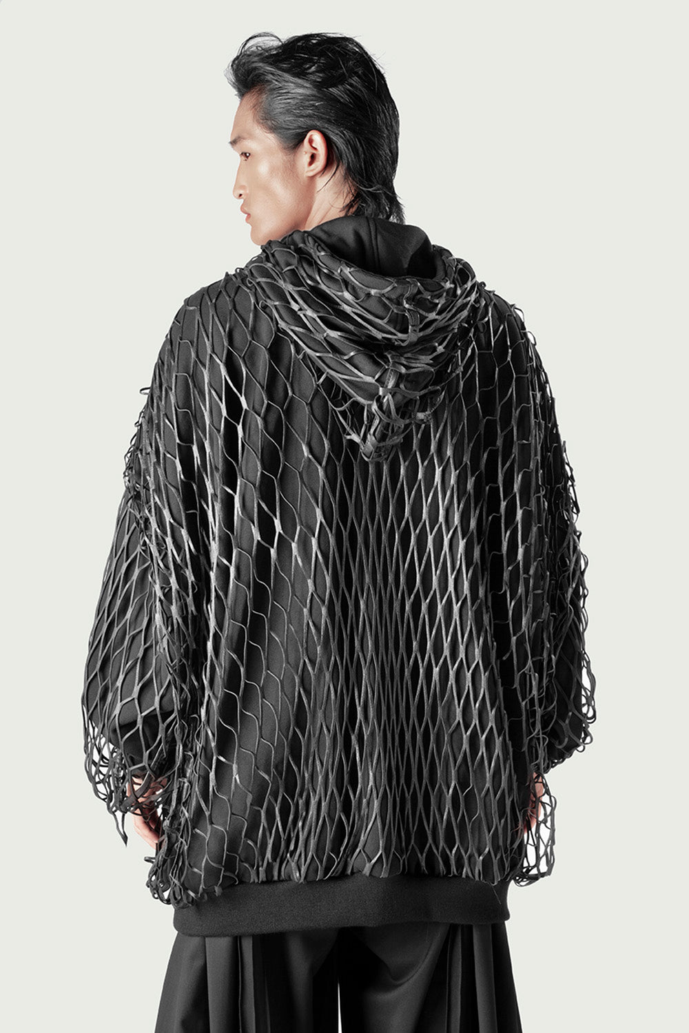 Leather Net Hoodie