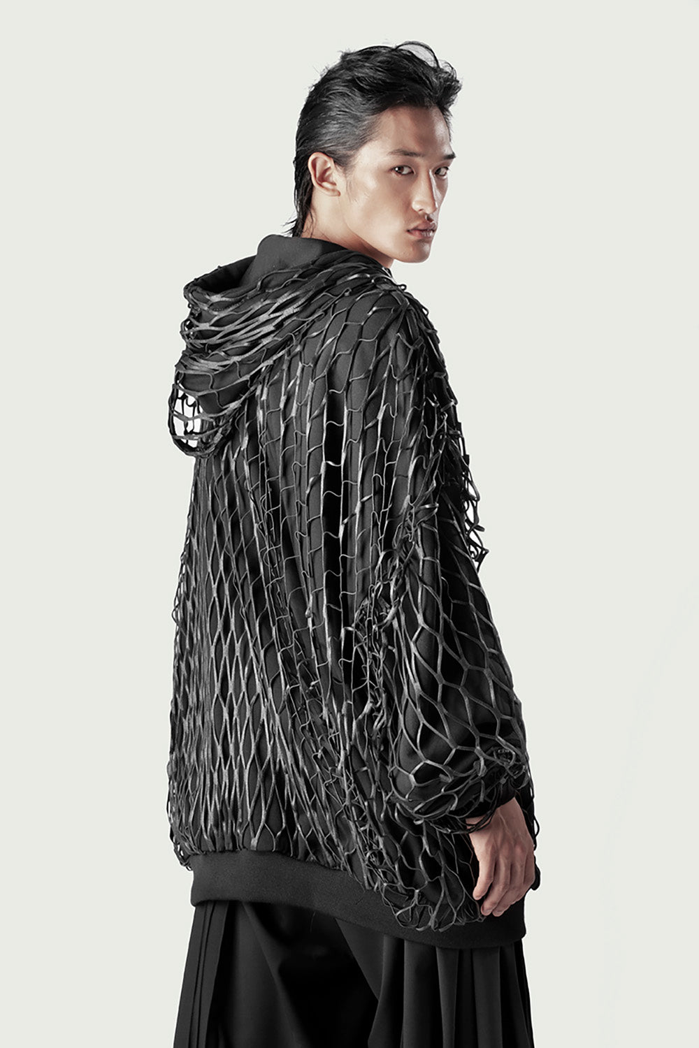Leather Net Hoodie