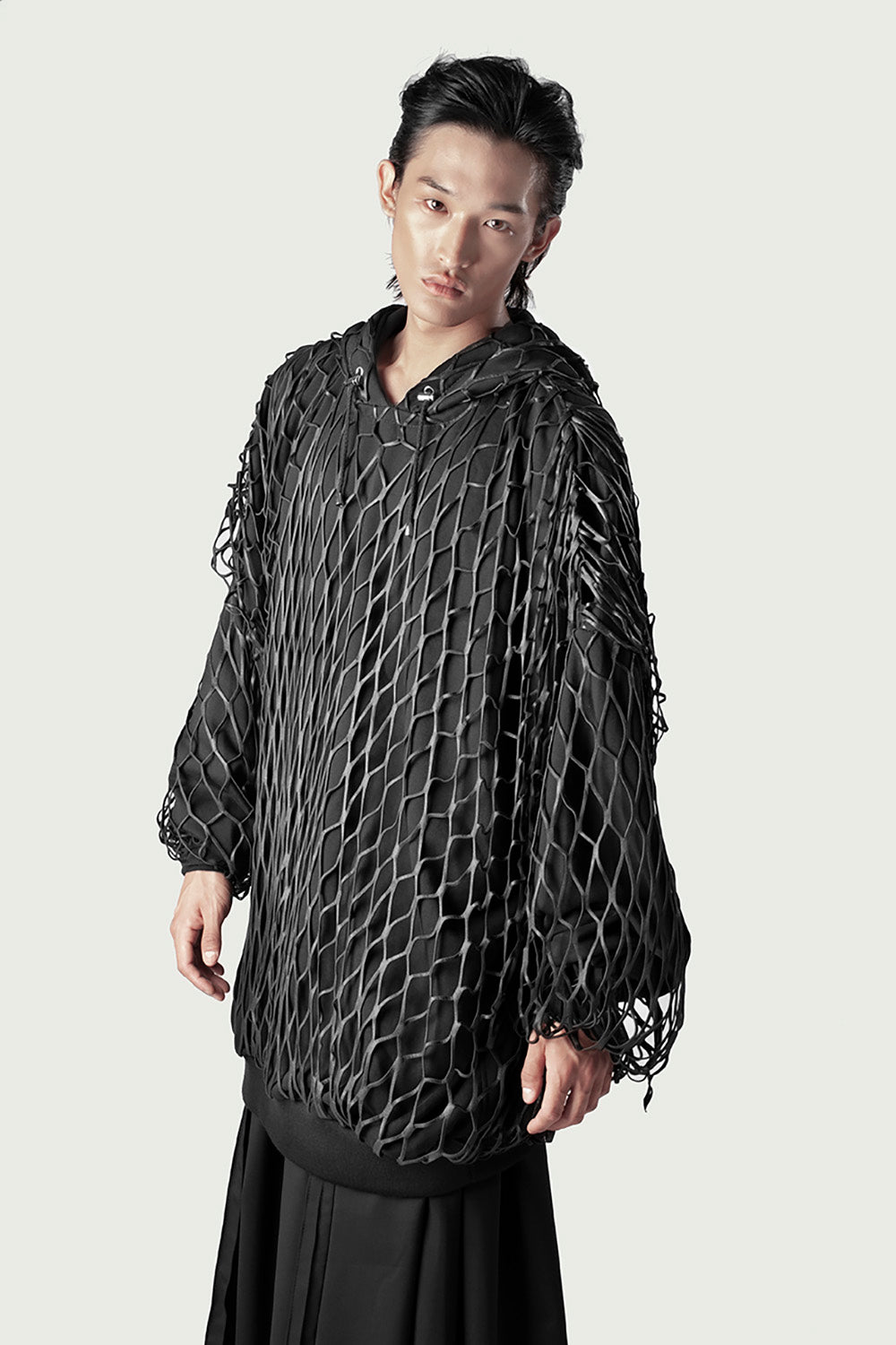 Leather Net Hoodie