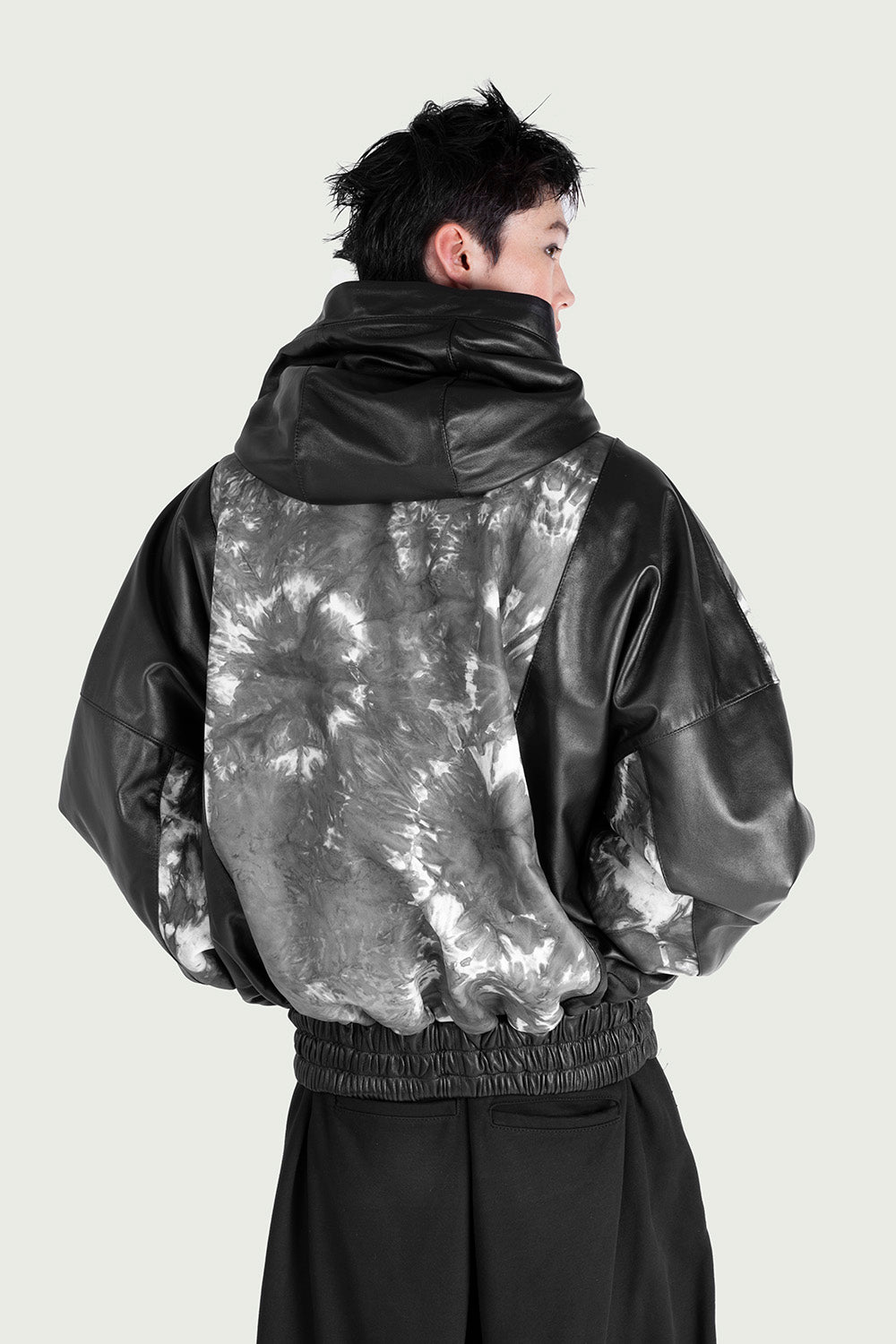 Leather Hooded Bomber