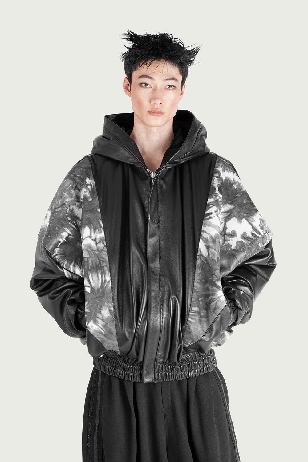 Leather Hooded Bomber