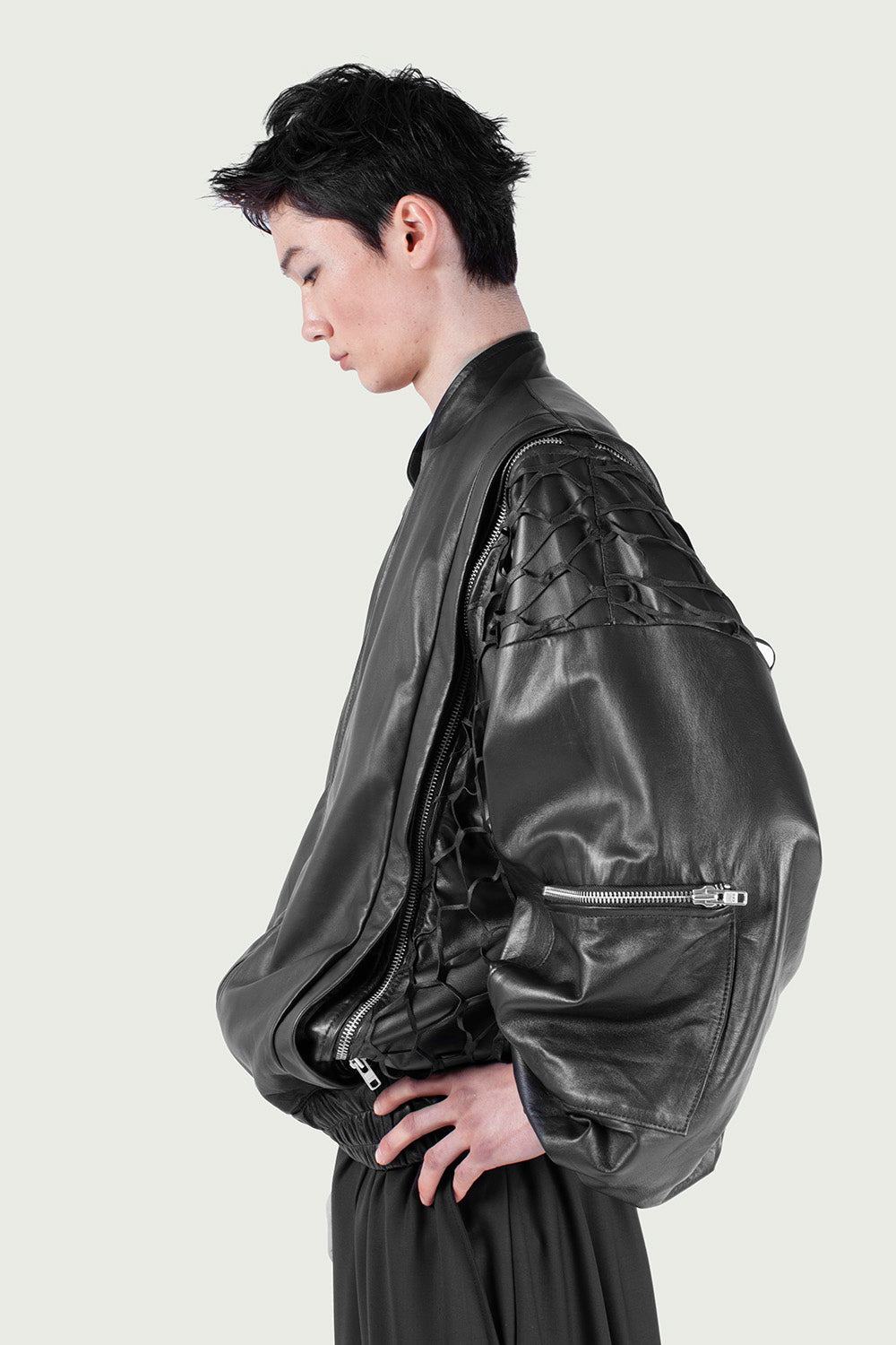 Leather Zip Bomber