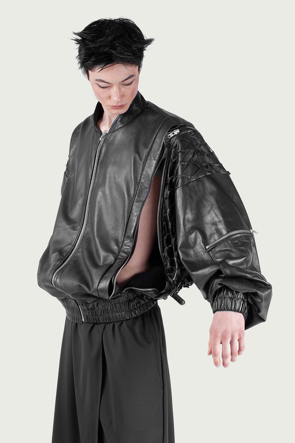 Leather Zip Bomber