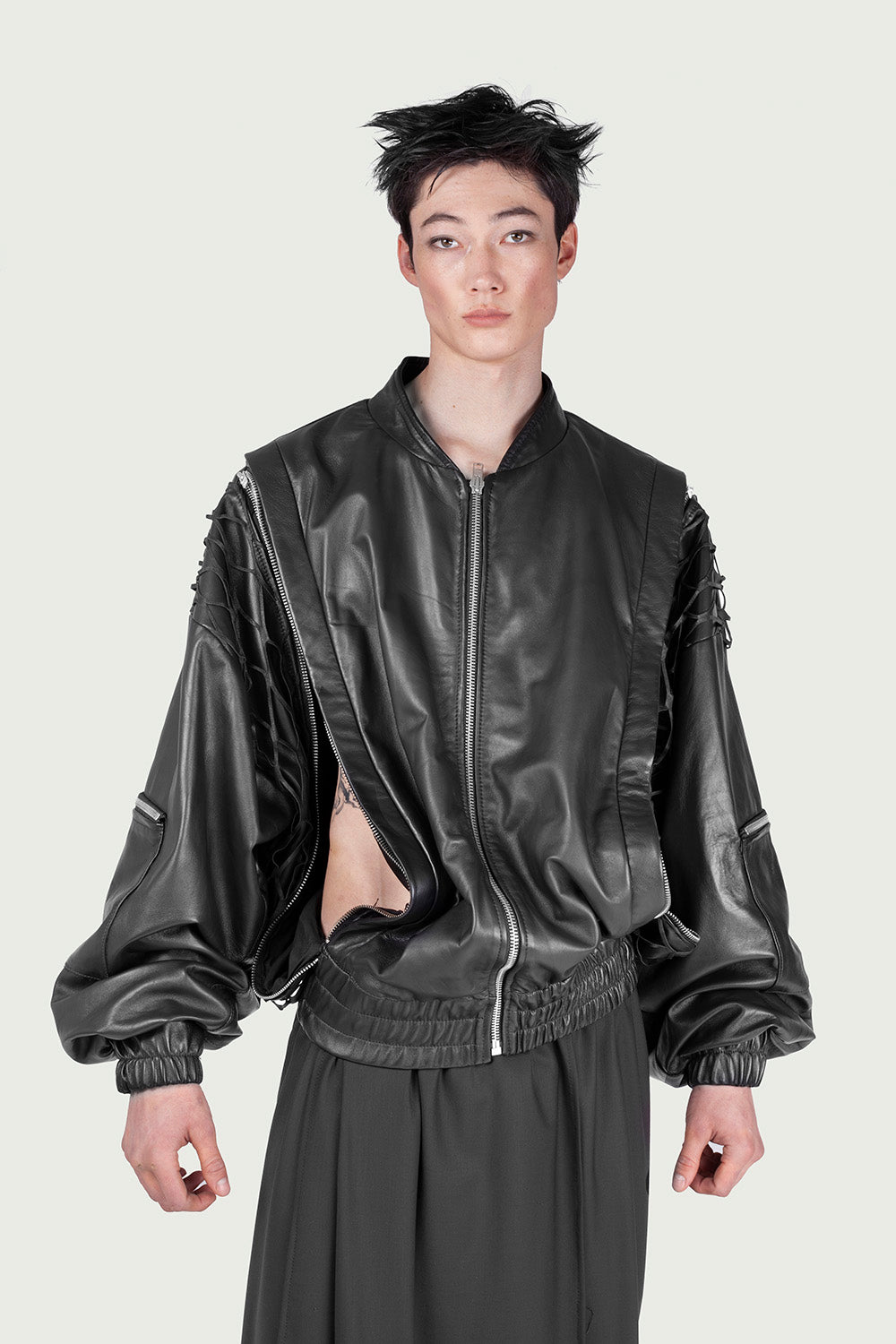 Leather Zip Bomber