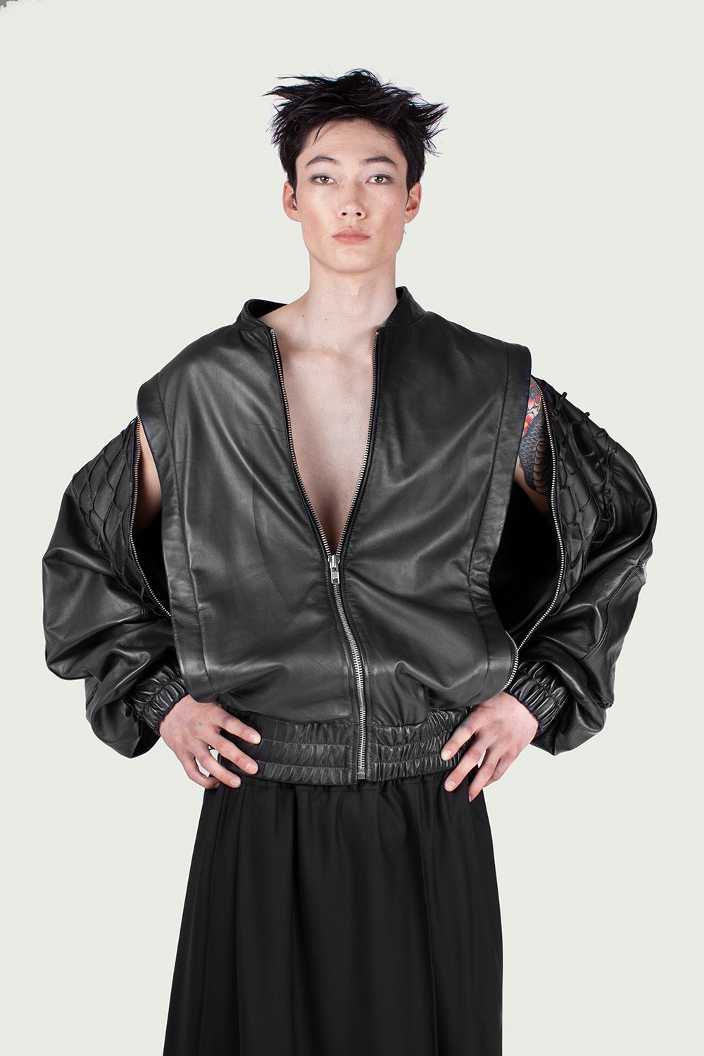 Leather Zip Bomber